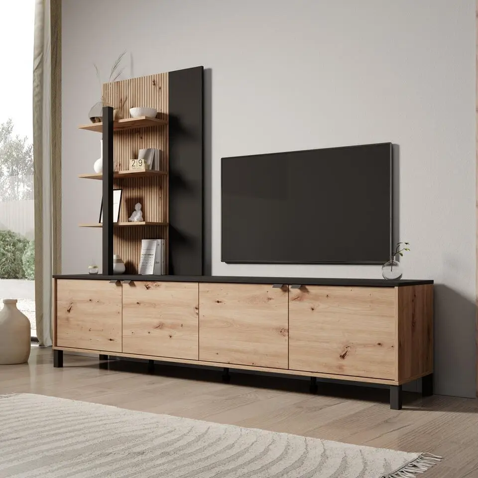 Meubella - Merlo - Wandmeubel - Eikenpatroon