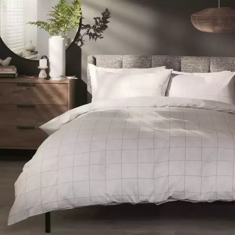 Habitat Country Grid Grey Bedding Set - Single