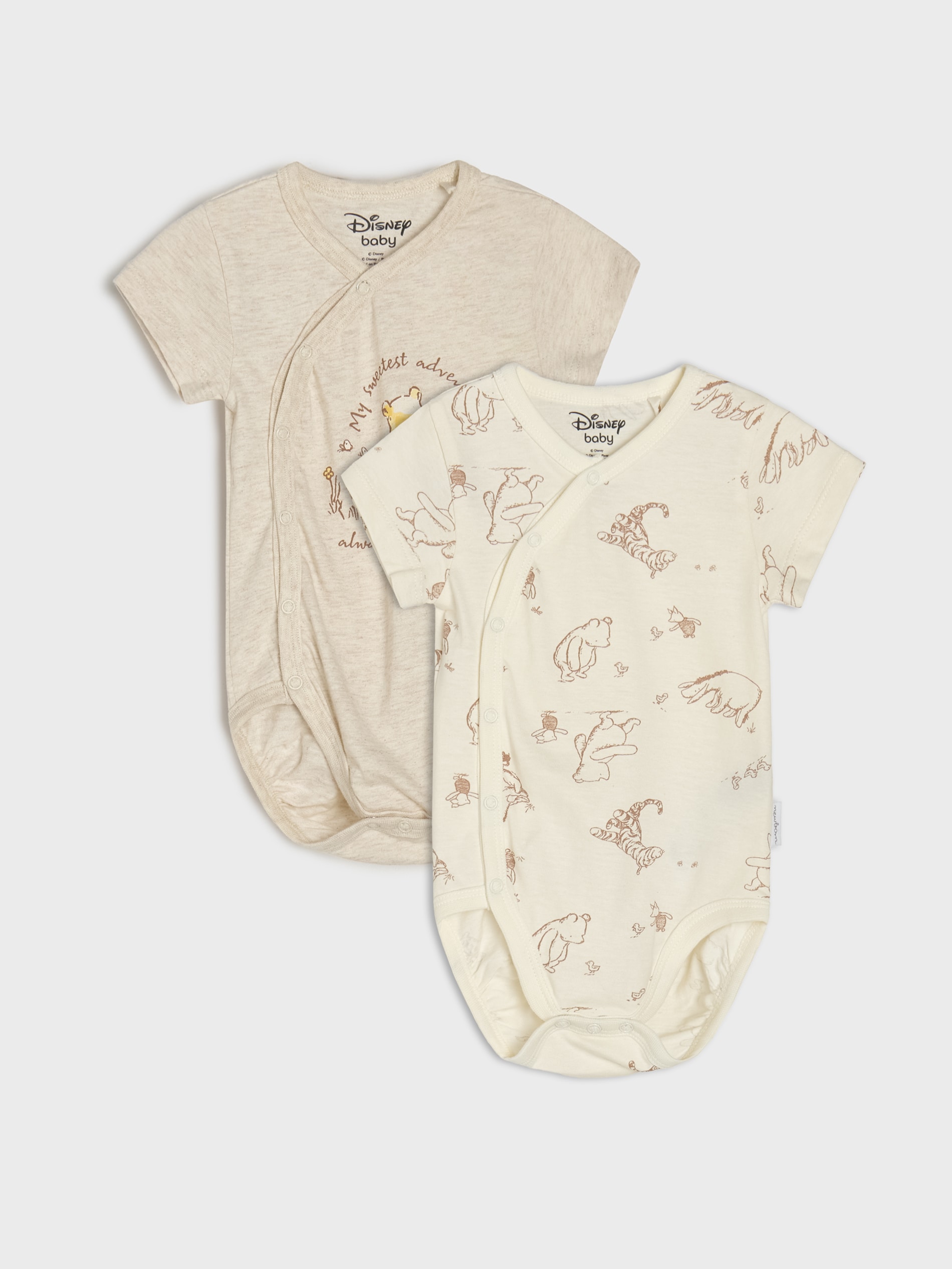Bawełniane body z nadrukiem z dekoltem kopertowym 2 pack Winnie The Pooh