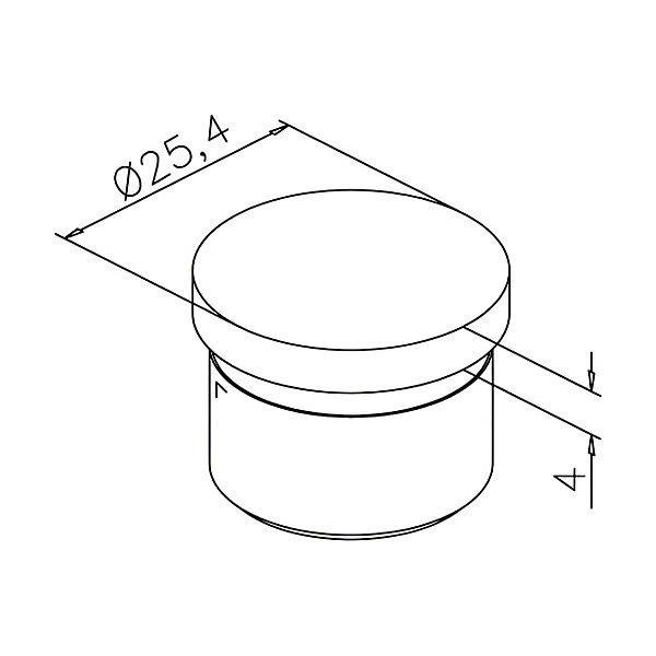 2 x Embout plat pour tube diam. 25,4 x 1,27 mm - Zamac aspect inox brossé
