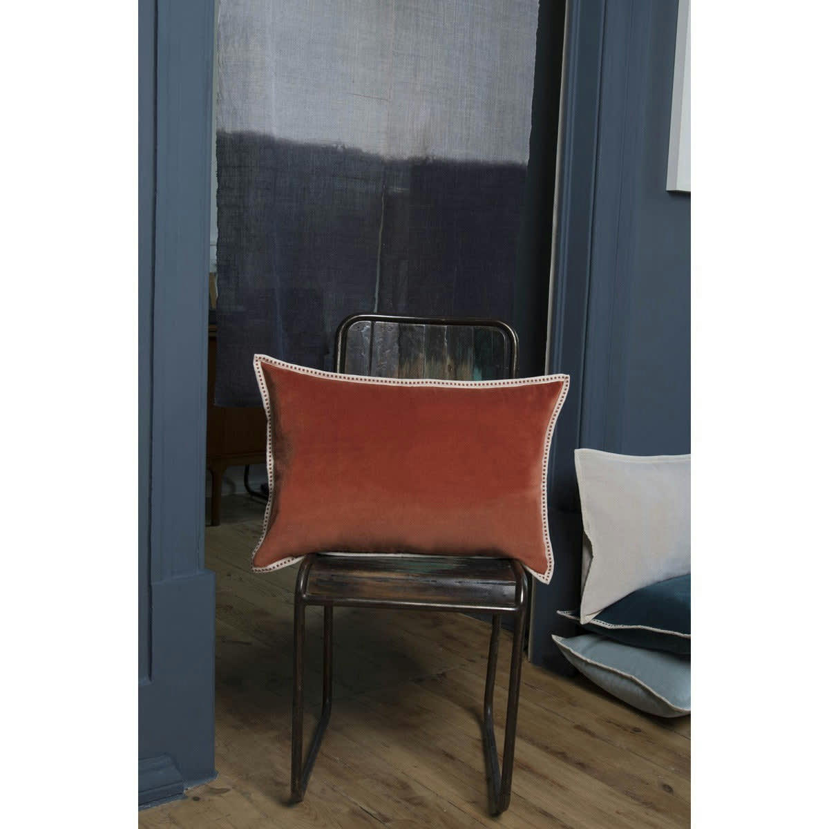 ERIN - Housse de coussin velours de coton  60x40 terracotta