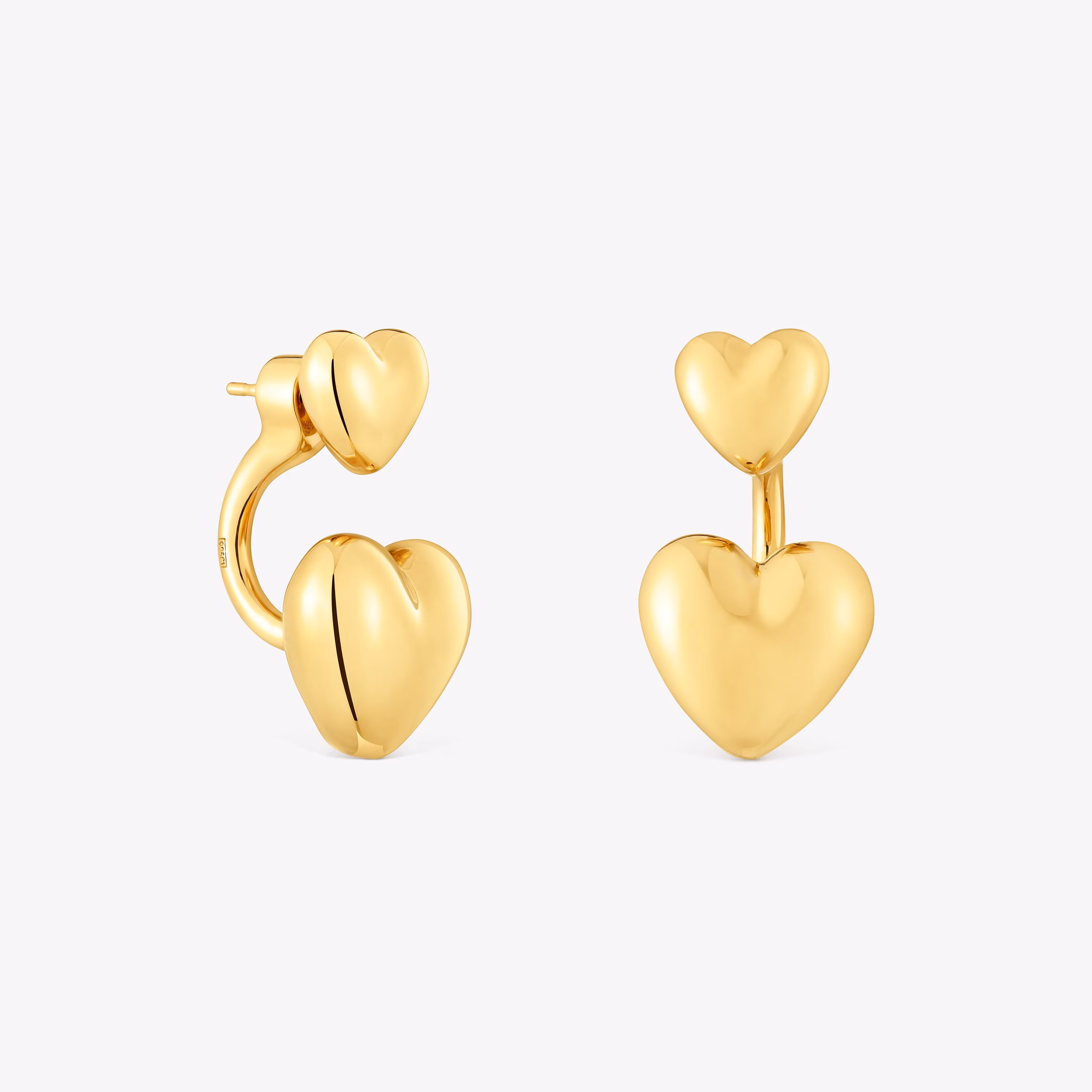 Pendientes cortos con baño de oro 18 kt sobre plata y motivo corazón Garden Of Love