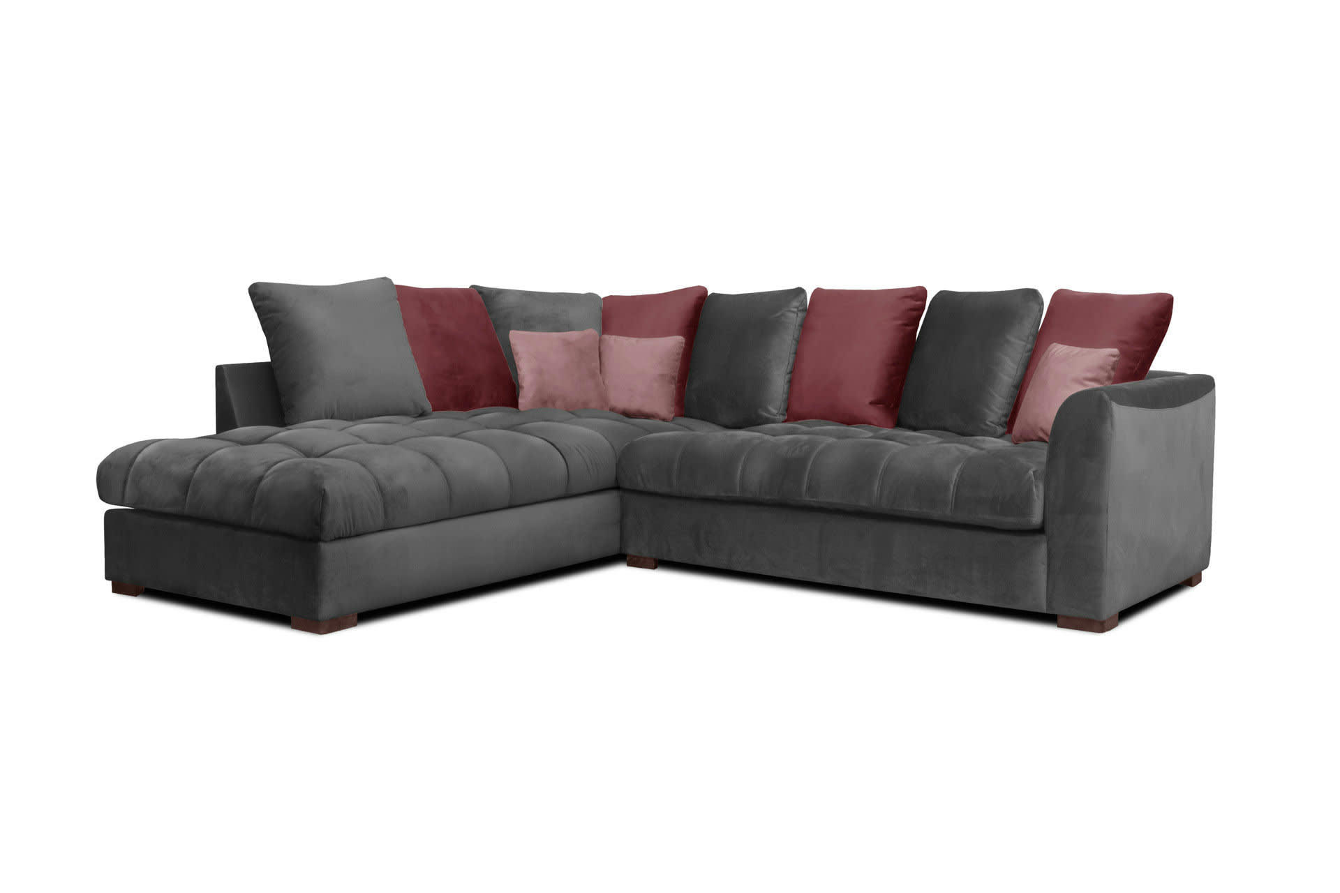 BARDI - Canapé d'angle gauche 5 places tissu gris foncé