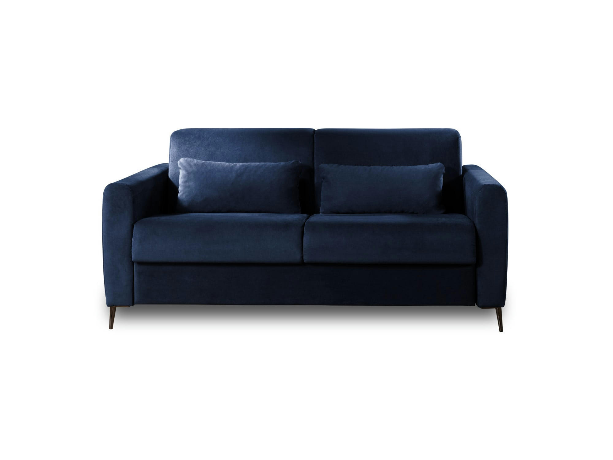 OWEN - Canapé droit convertible 3 places en velours bleu nuit