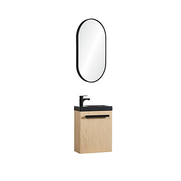 Ensemble lave-mains suspendu NEVADA avec miroir ovale