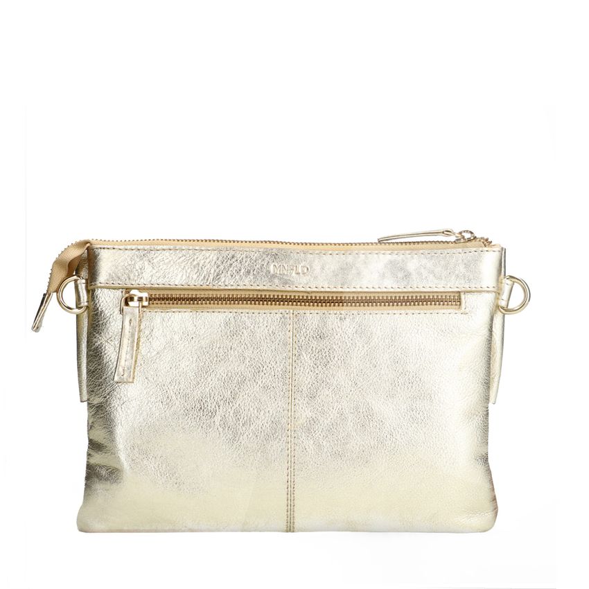 Manfield Gouden leren schoudertas met strik