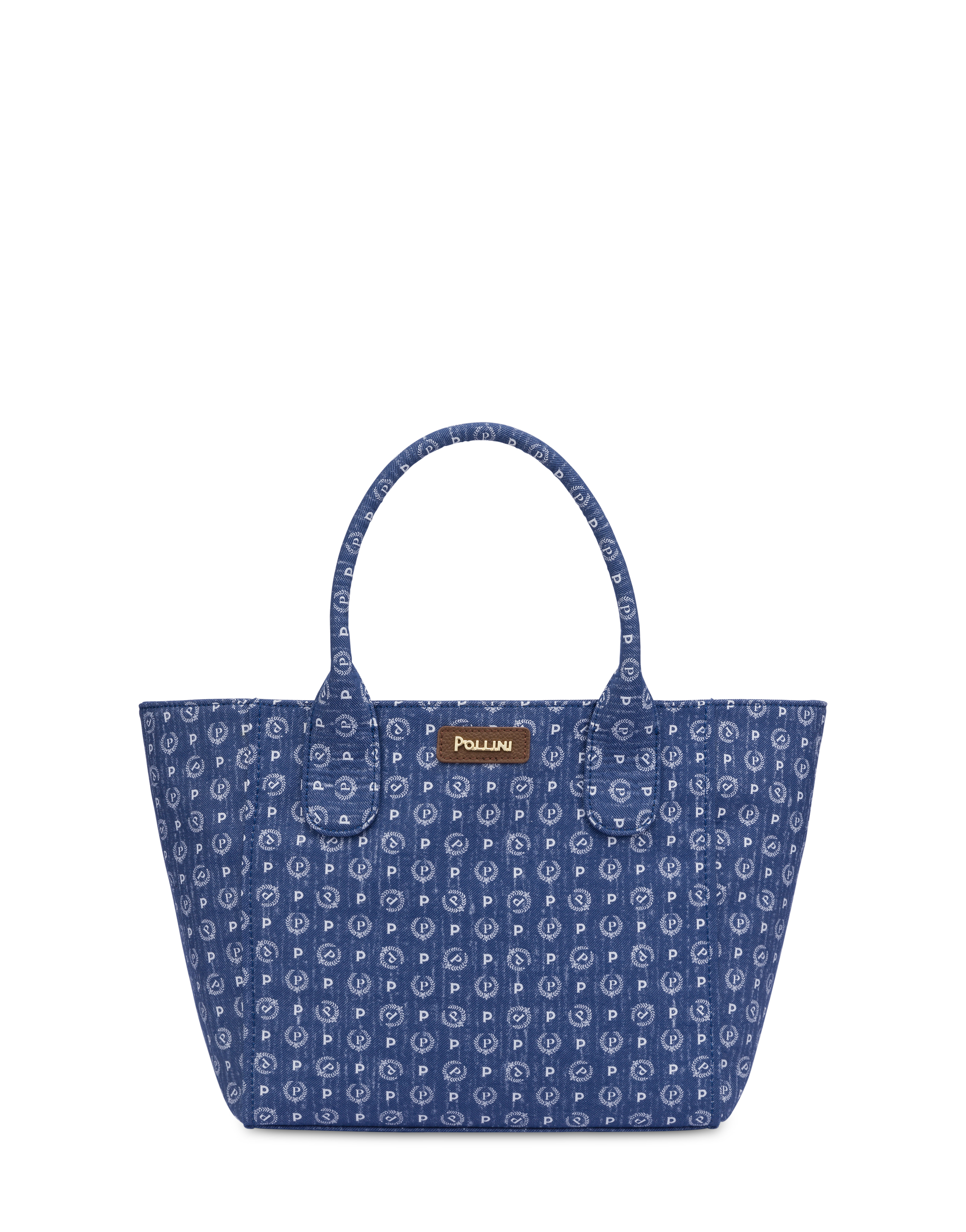 Borsa Tote Heritage Jacquard Small Blu/marrone