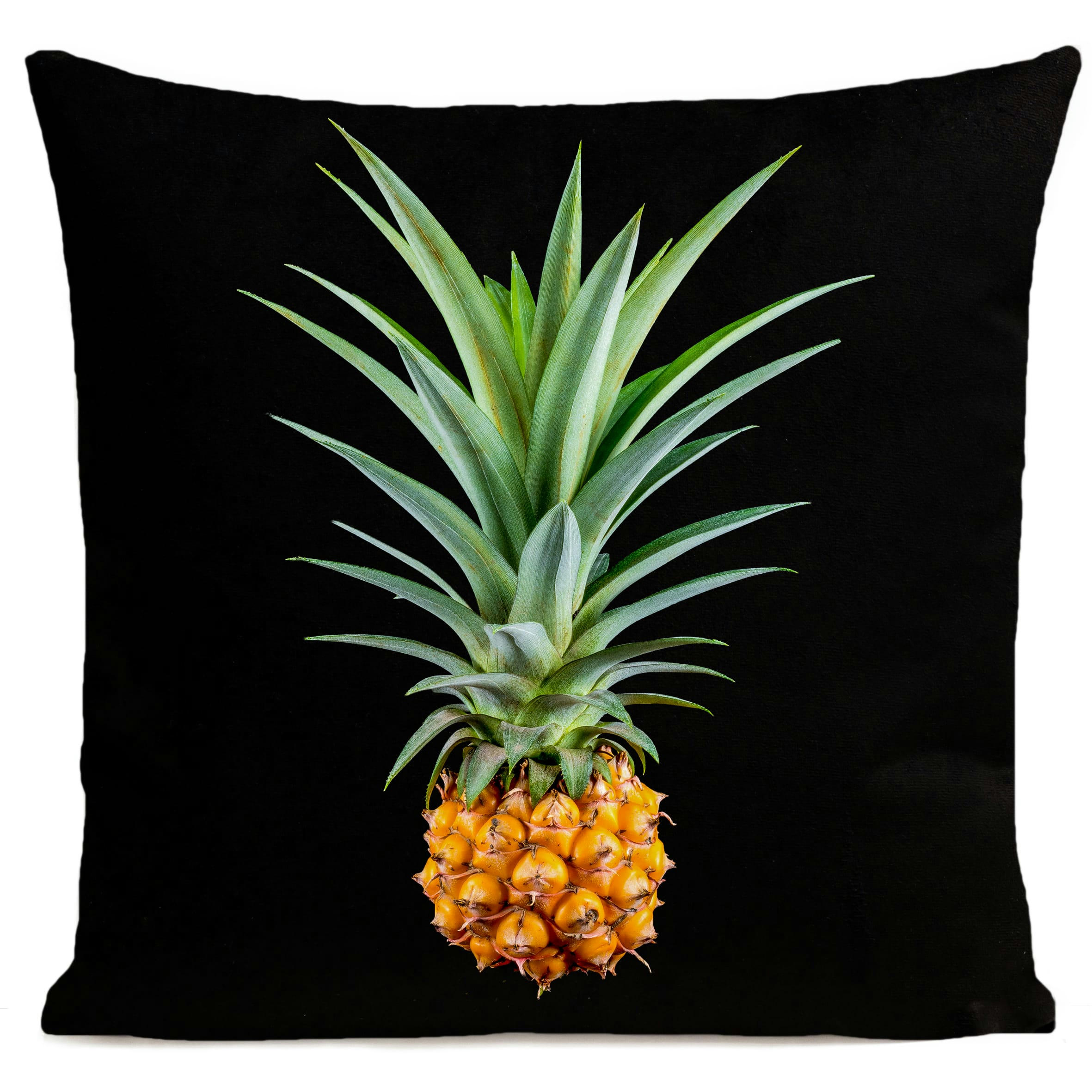 - Coussin ananas fruit suédine noir 40x40cm