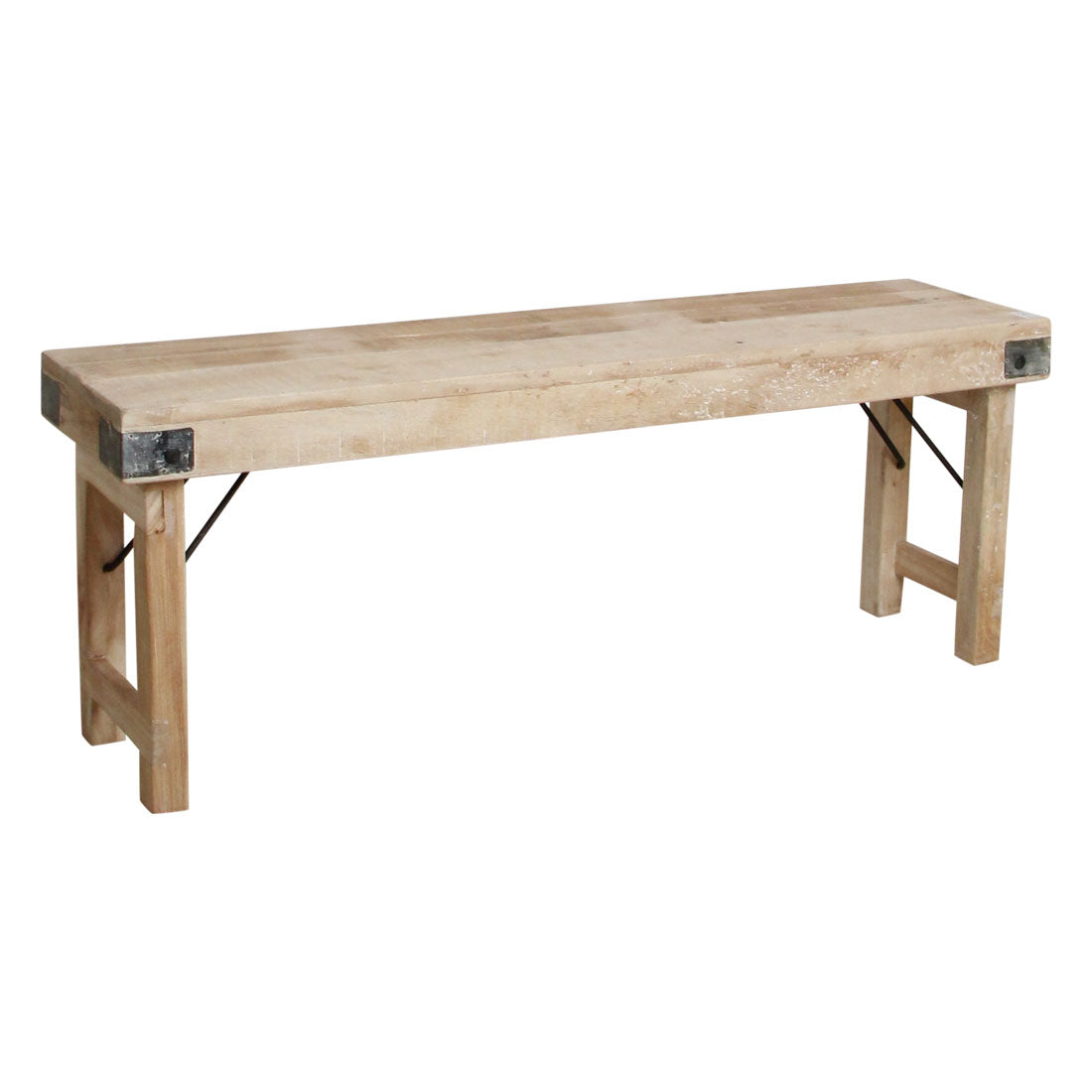 Raw materials eetkamerbank FSC-gerecycled - Limewash - inklapbaar - 120 cm