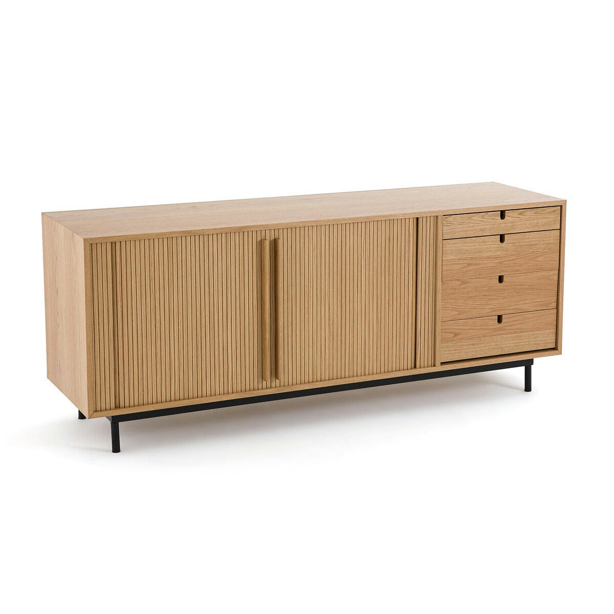 Buffet plaqué chêne à portes coulissantes, Strio
