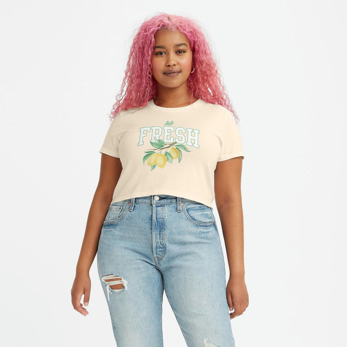 Tshirt court col rond, motif devant