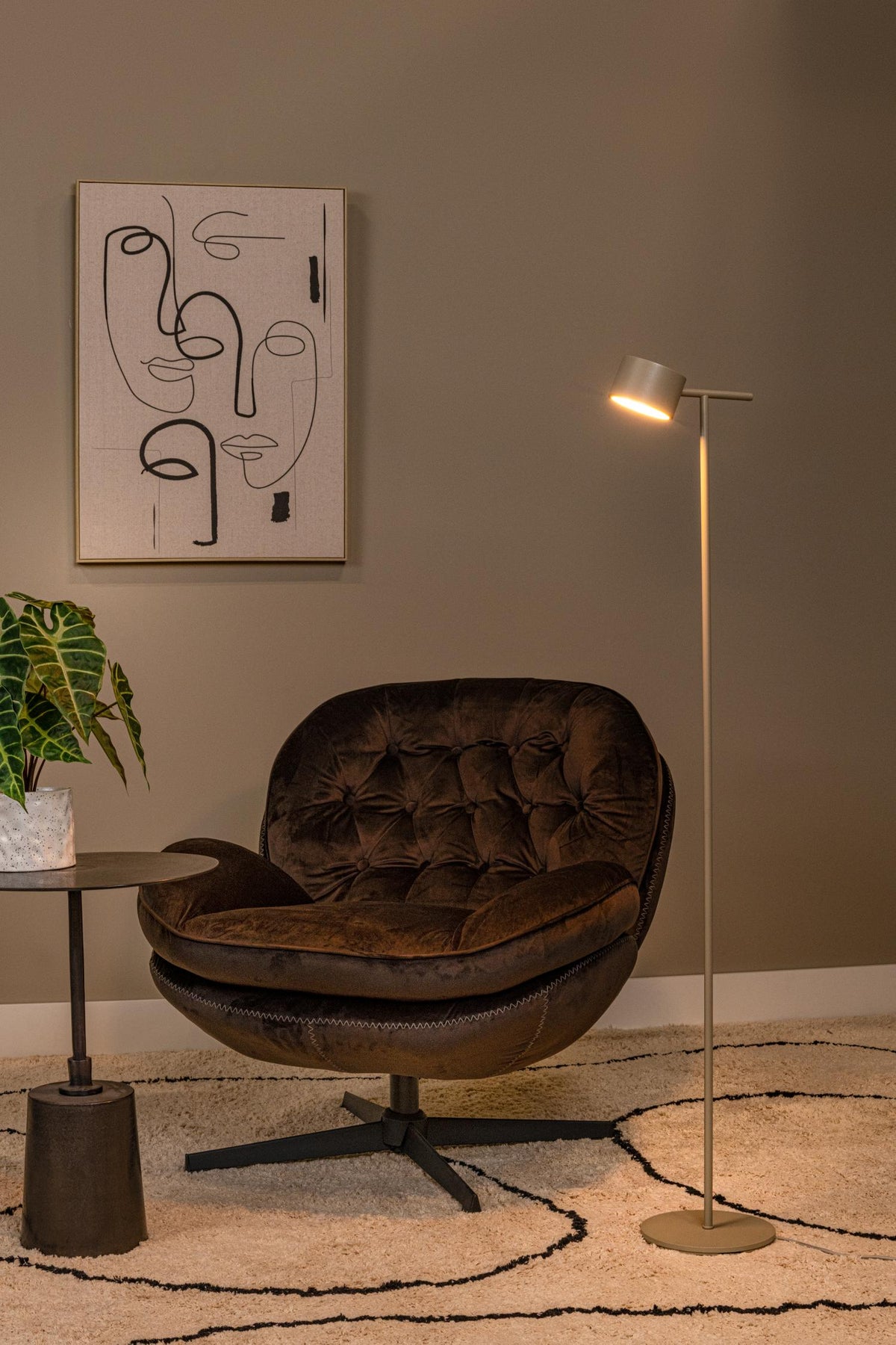 Lucide vloerlamp GIAN - Geïntegreerde LED - Taupe