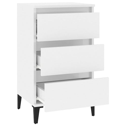 NNEVL Bedside Cabinet High Gloss White 40x35x70 cm Engineered Wood