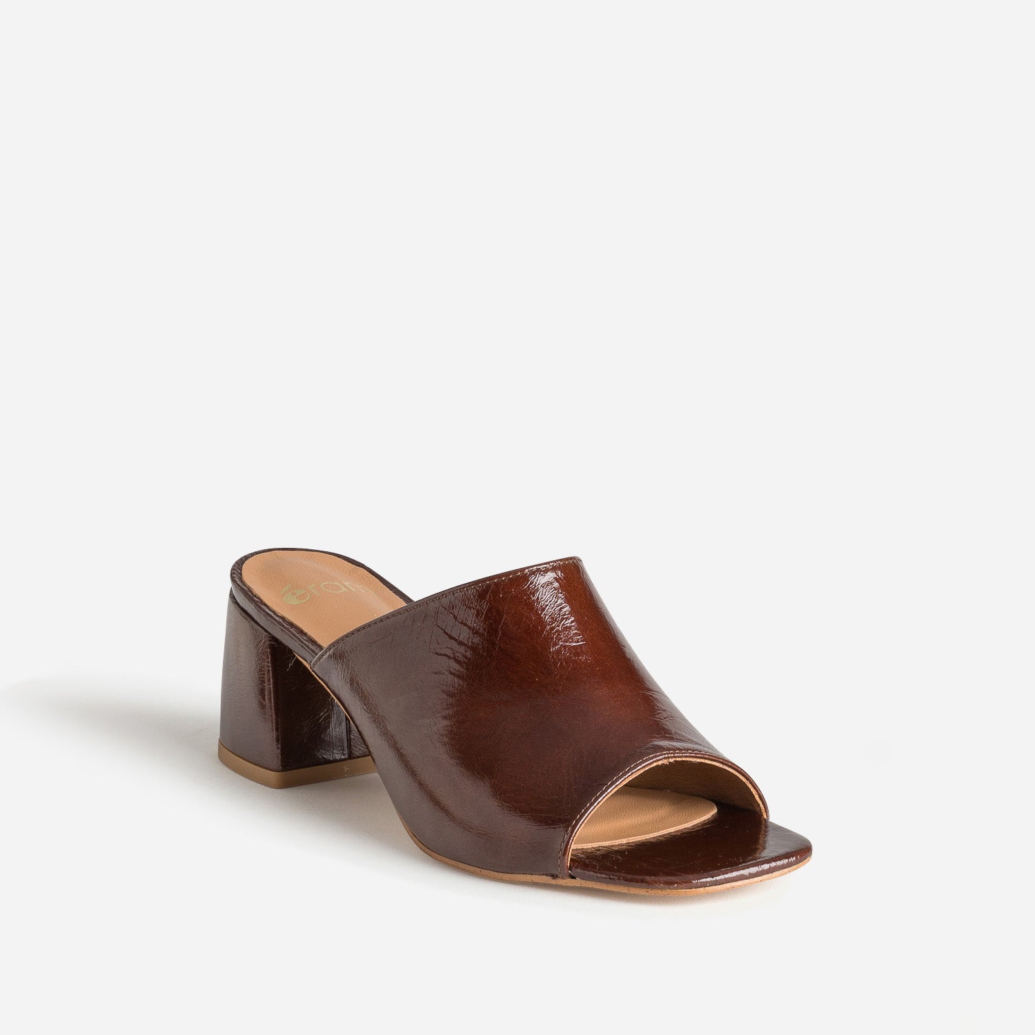 Mule marron verni à talon