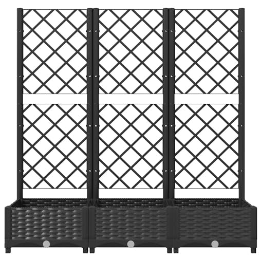 NNEVL Garden Planter with Trellis Black 120x40x121.5 cm PP