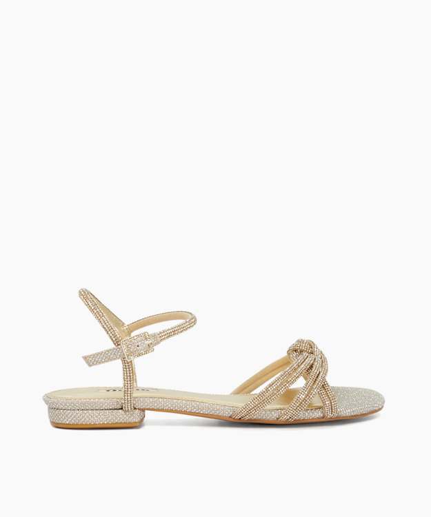 Noa Gold - Diamante-Knot Sandals