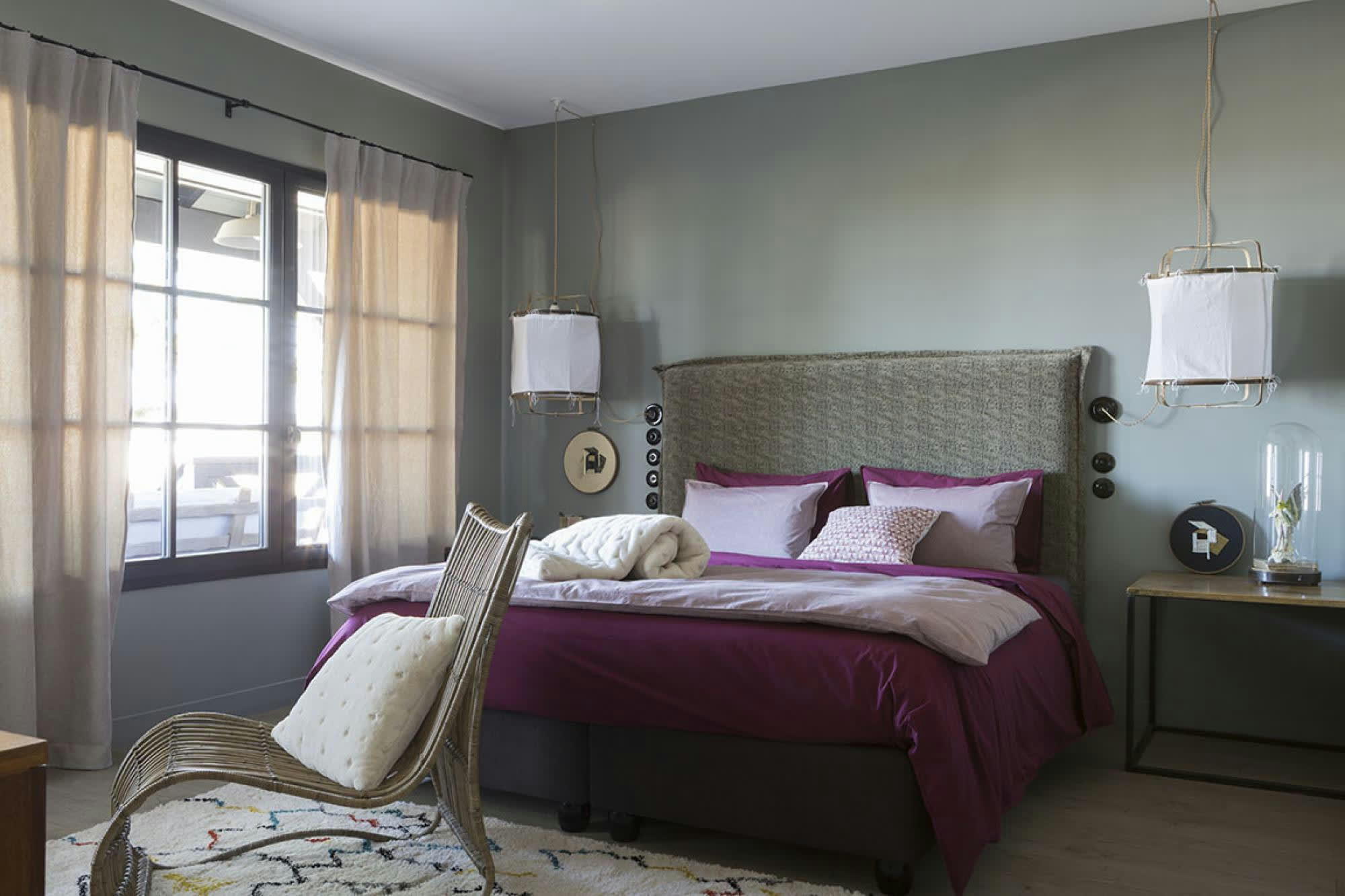 NOCHE - Housse de couette  en coton lie de vin 260 x 240