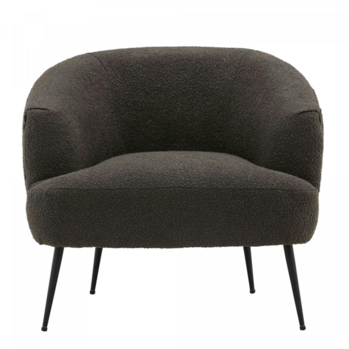 FREDDY - Fauteuil moderne en tissu bouclé gris