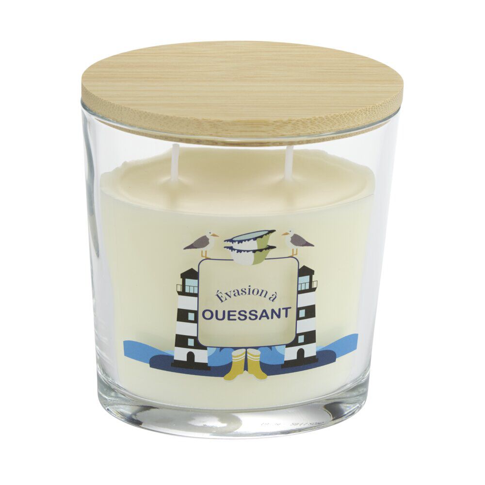 Bougie parfumée Ambiances Devineau 2 mèches Ouessant senteur embruns 30H