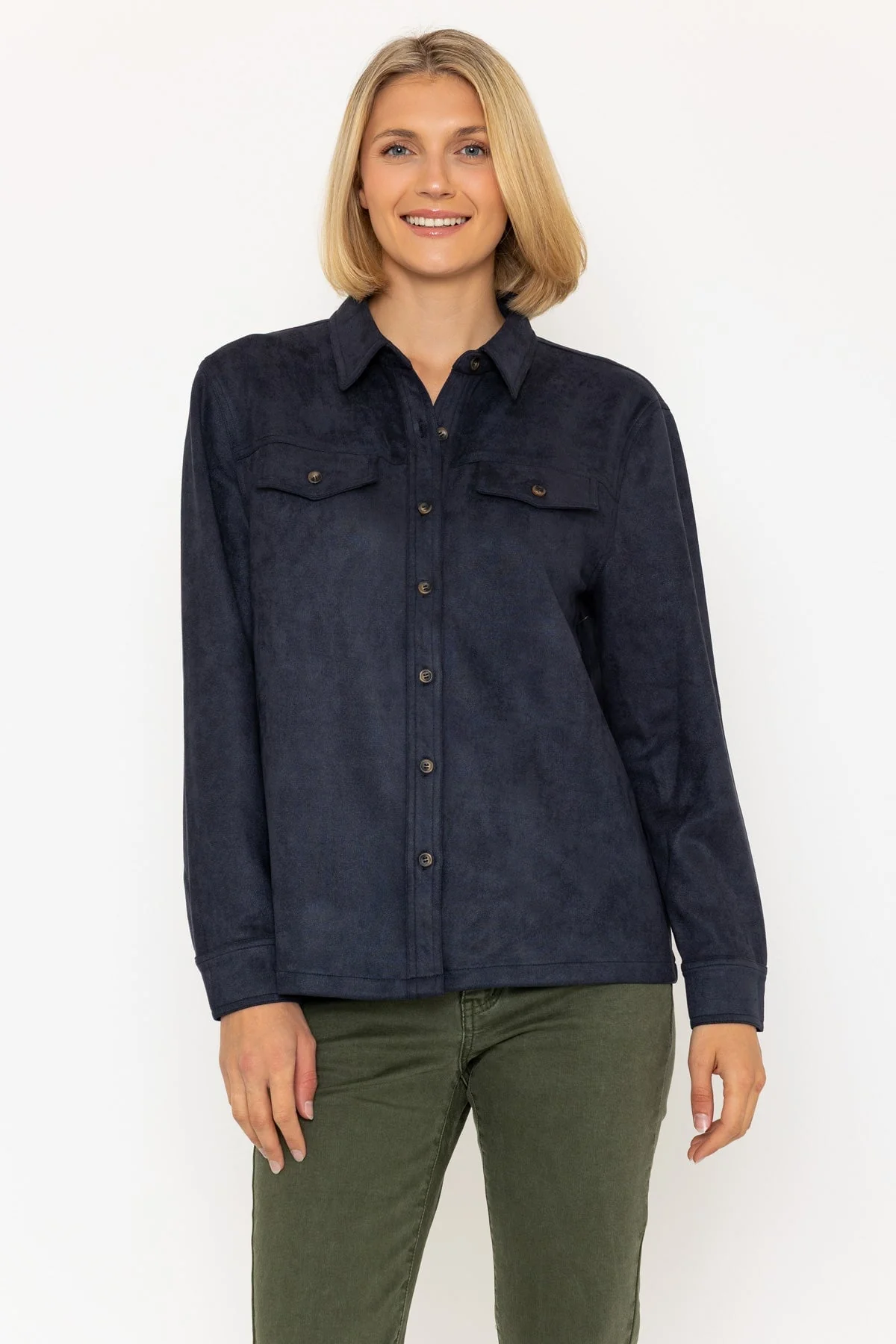 Navy Suedette Shirt