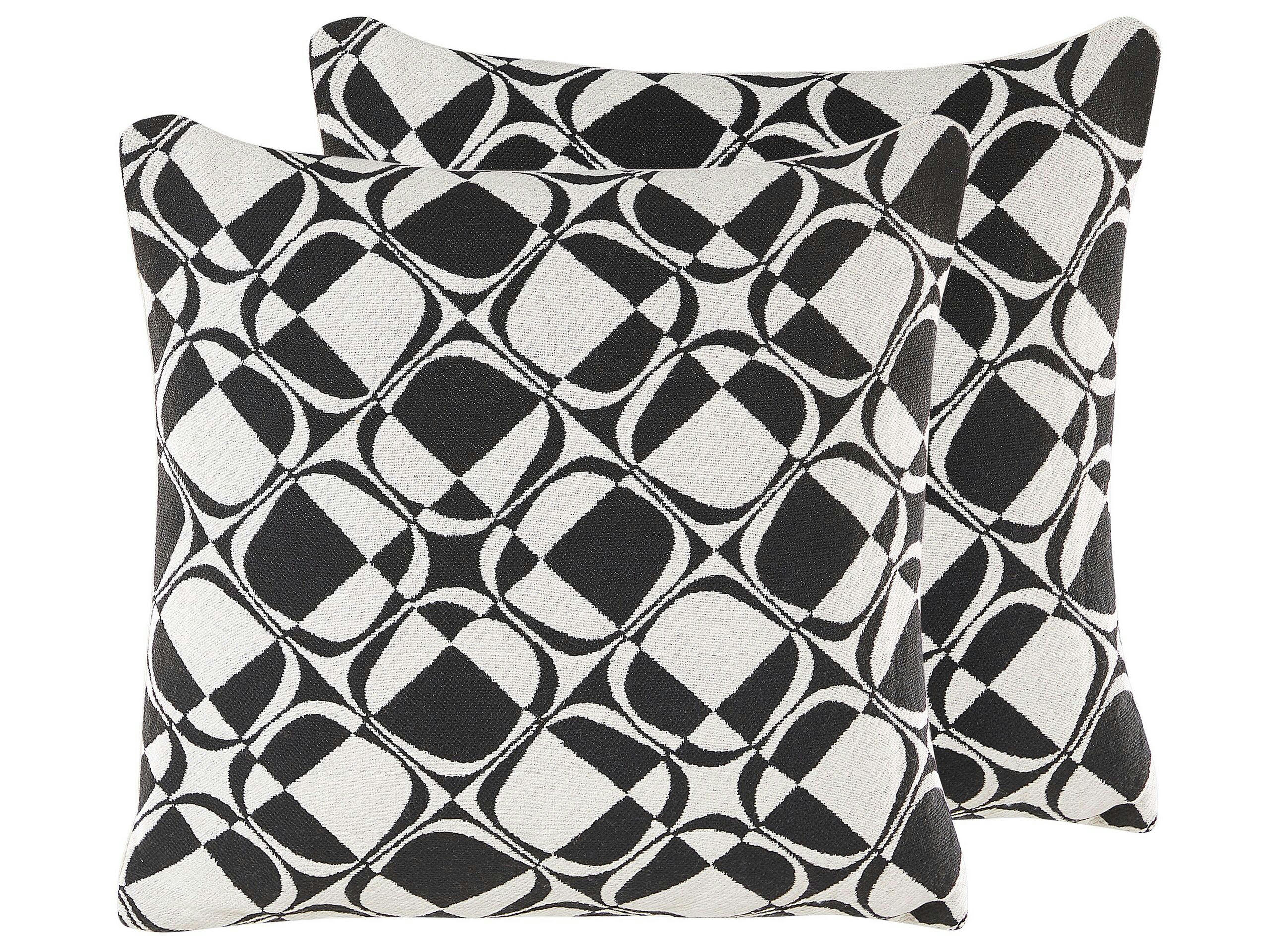 KOTURE - Lot de 2 coussin décoratifs en tissu noir 45x12cm