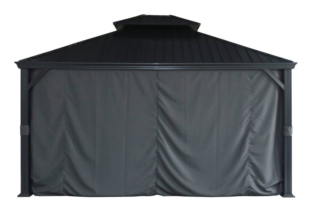 CANVAS Fabric Outdoor/Patio Gazebo Walls & Netting for Skyline Gazebo,Black, 12x14x7-ft