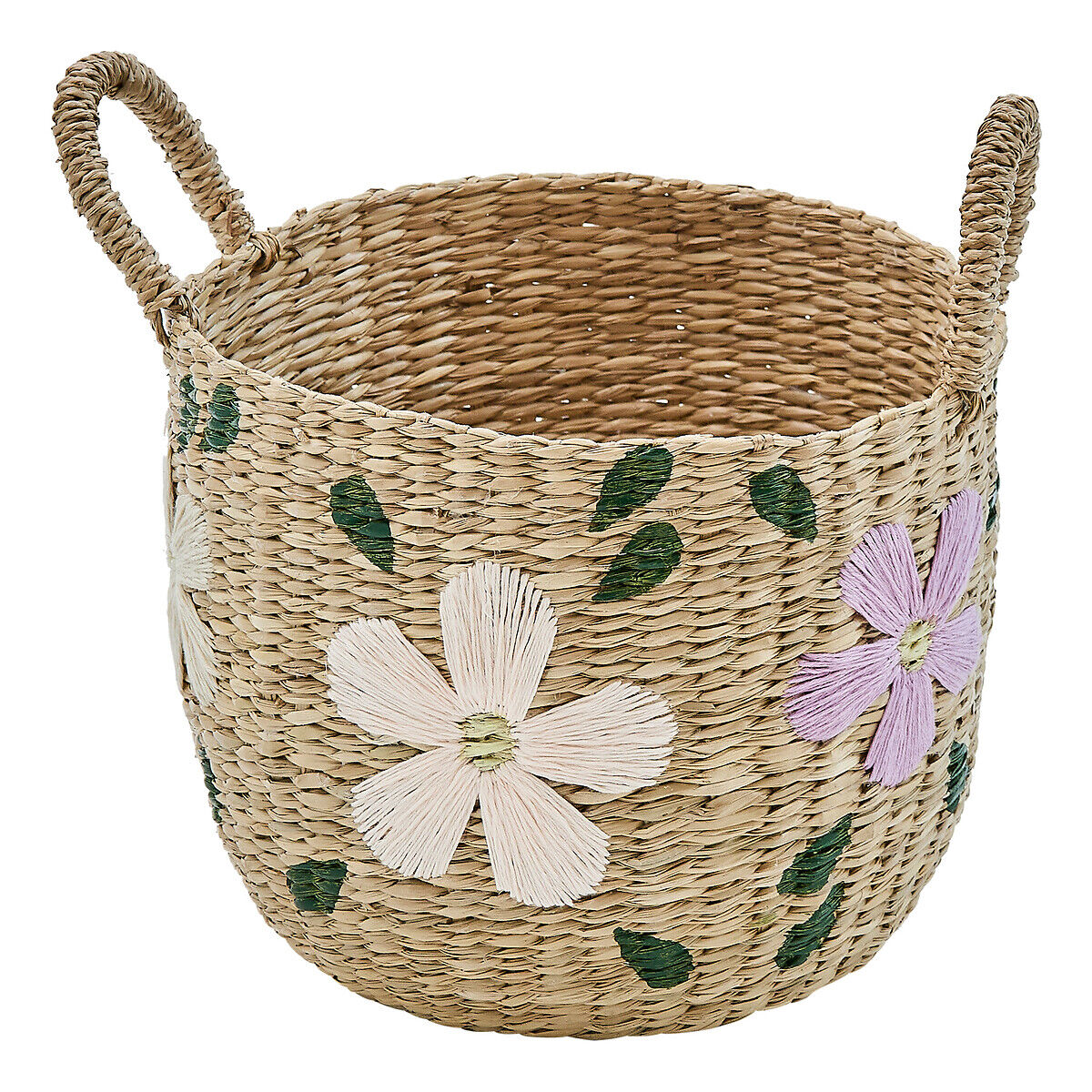 Cesto SAUV bordado com flores 25cm