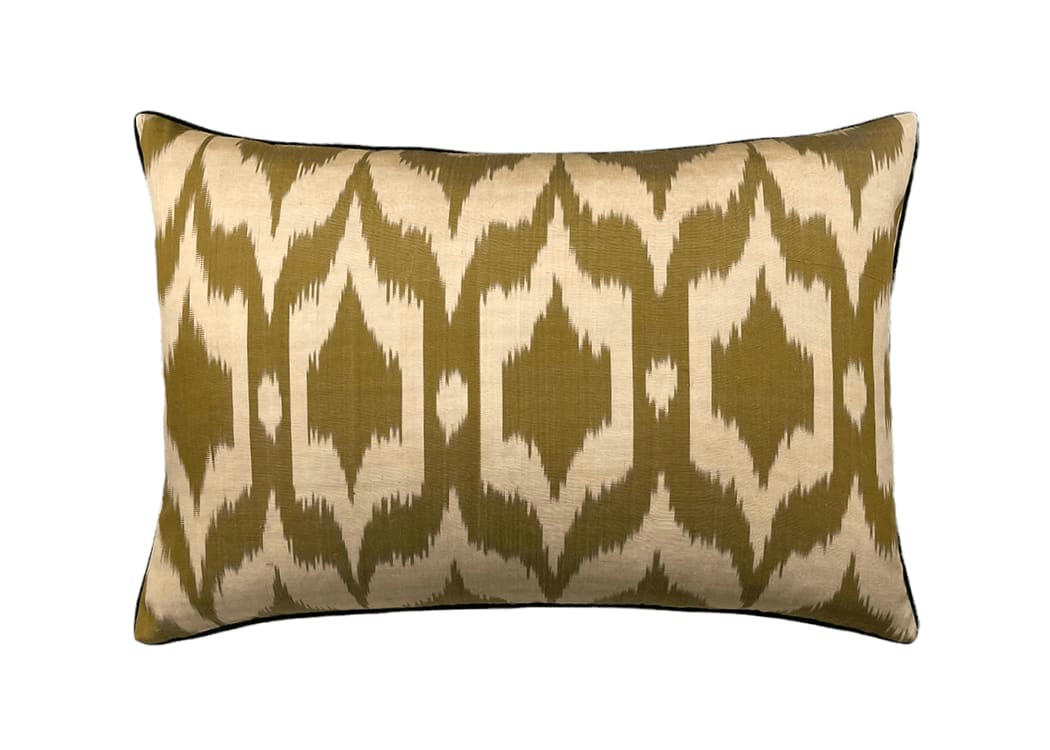 - Housse de coussin double soie ikat  40x60 beige