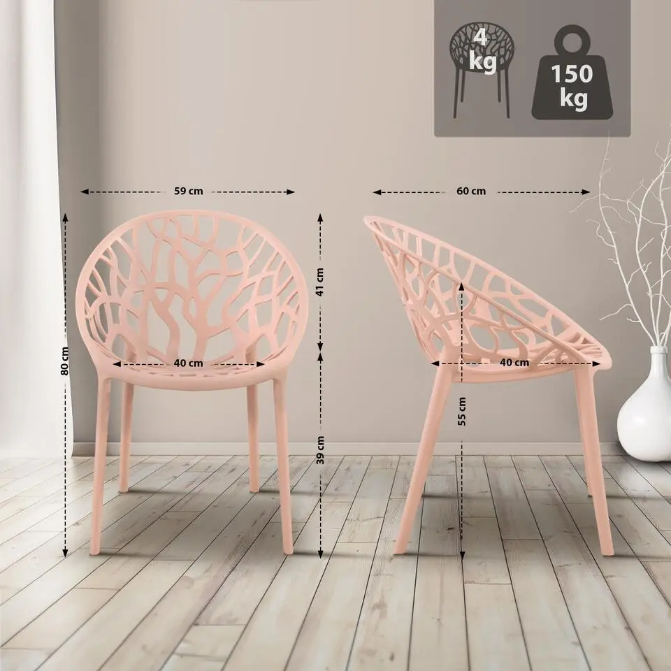 CLP Set van 2 Tuinstoel Hope Kunststof - roze