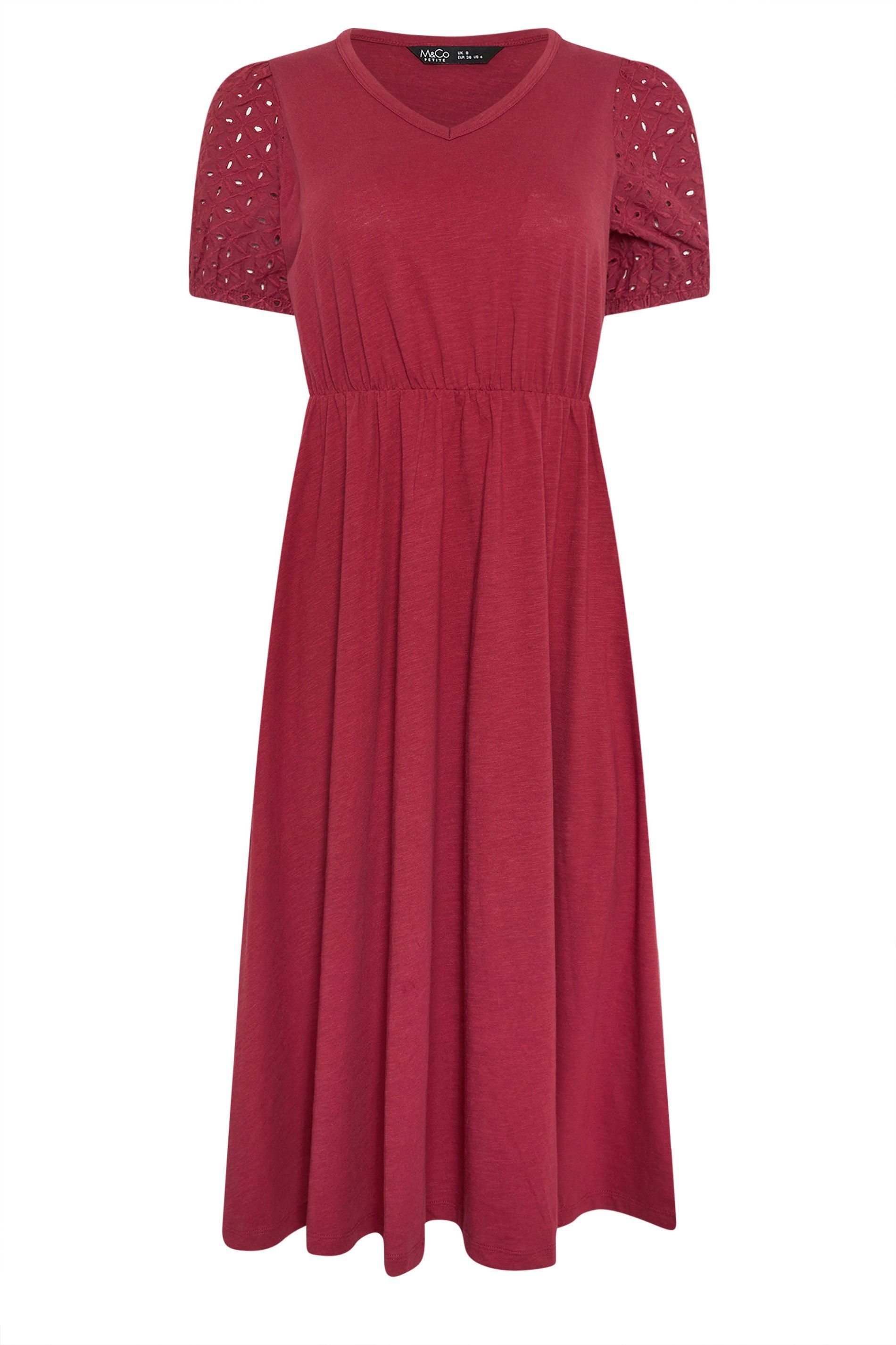 M&Co Petite Broderie Sleeve Cotton Midi Dress