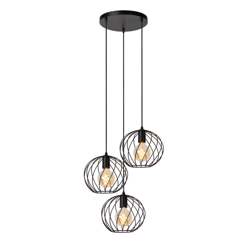 Suspension Danza noire Ø 50 cm E27 3 x 40 W LUCIDE