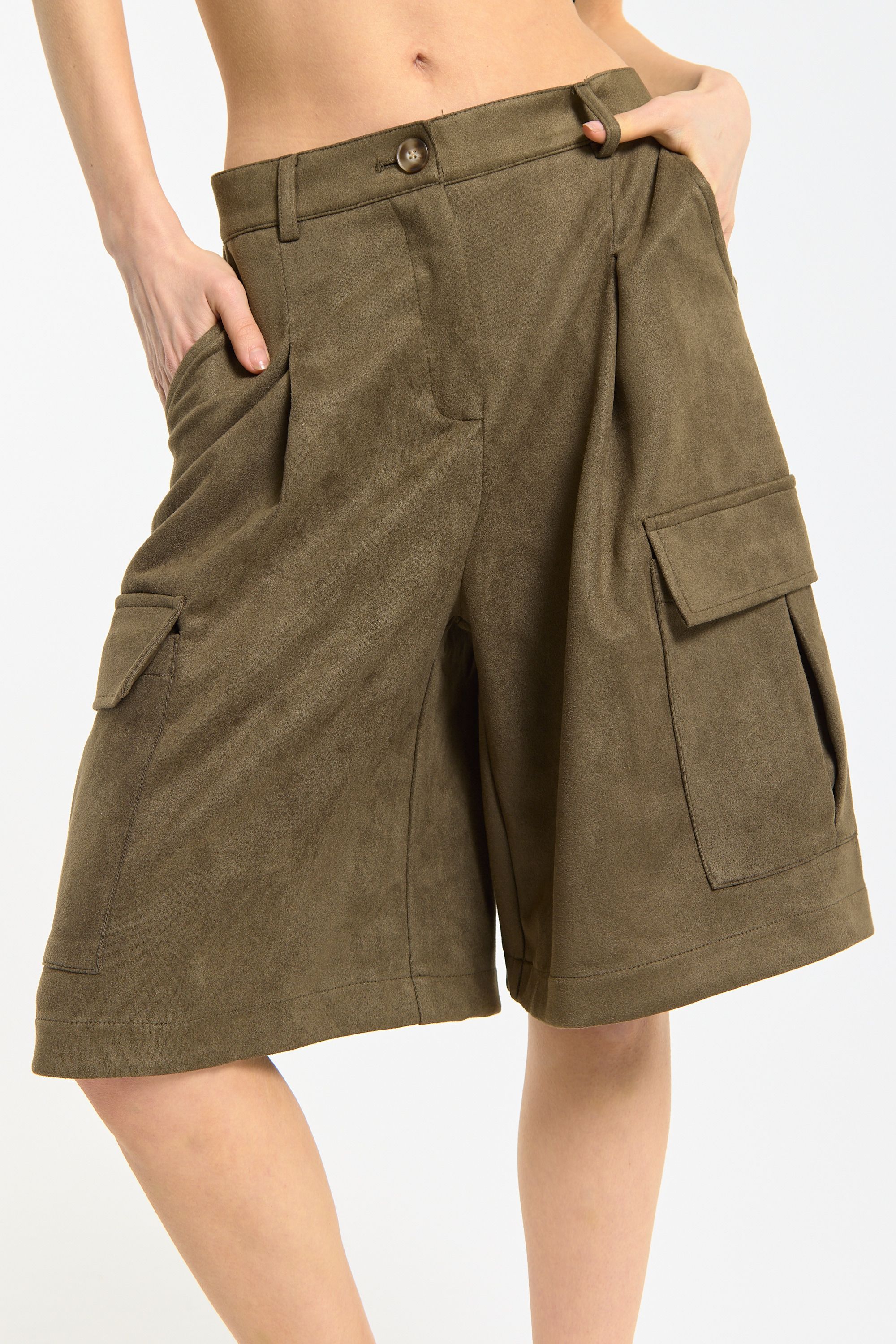 House of Holland Khaki Cargo Bermuda Shorts