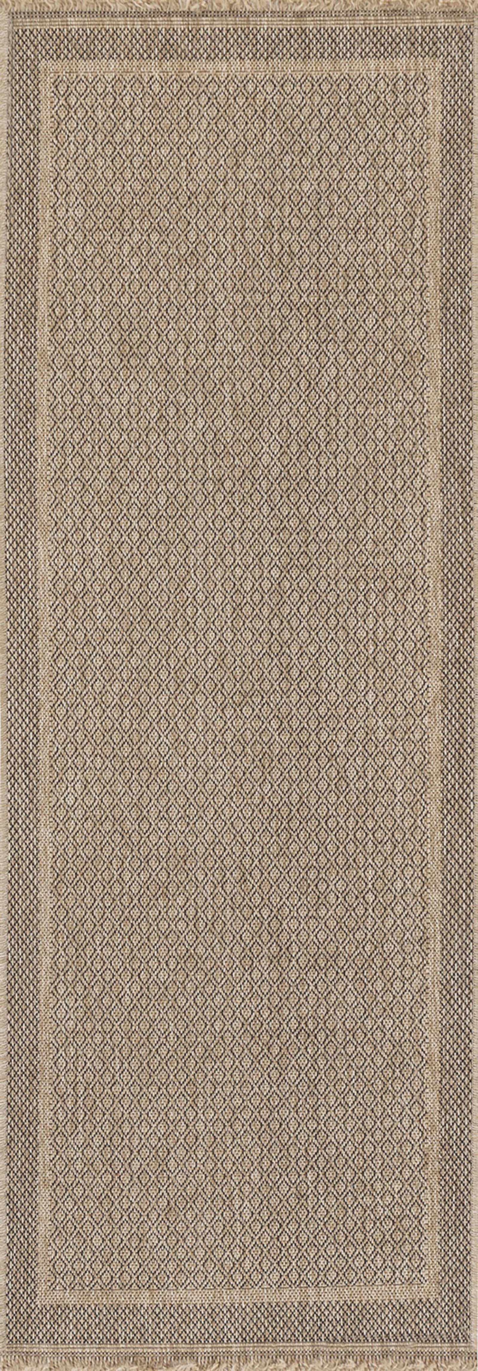 PENNY - Tapis d'Extérieur/Intérieur Effet Jute Sable/Noir 80x220