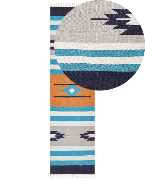 Dywan bawełniany kilim 80 x 300 cm wielokolorowy