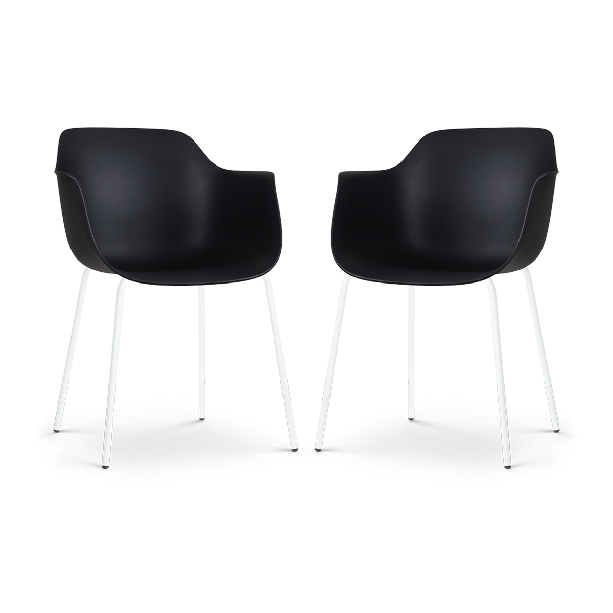Nolon Nora-Puk Eetkamerstoelen Set van 2 - Zwart - Wit Onderstel