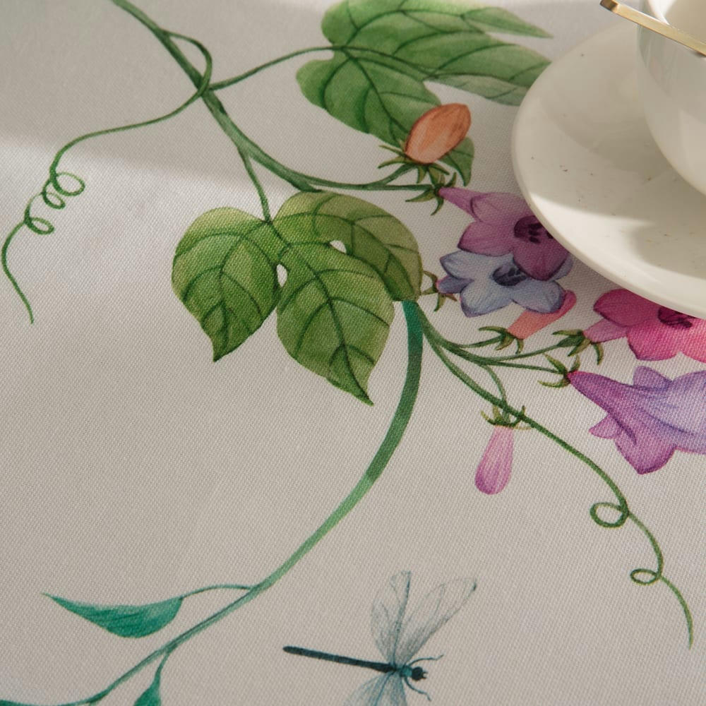 AMAZONAS BLANCO - Nappe imprimée blanc avec traitement anti-taches en coton 140x200 cm