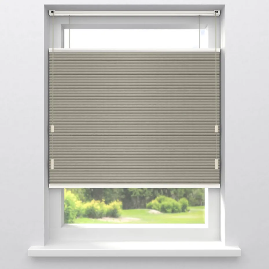 Kwantum Plisségordijnen | Fenstr Dubbel Plisségordijn Thirza  Verduisterend Taupe
