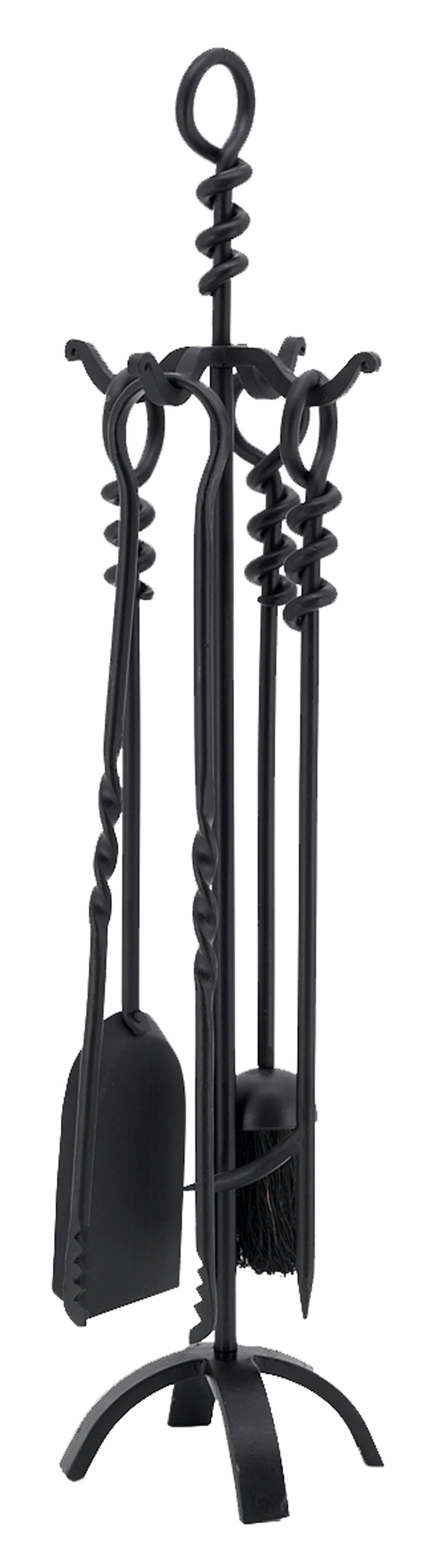 - Valet de cheminée en fer forgé noir 4 accessoires