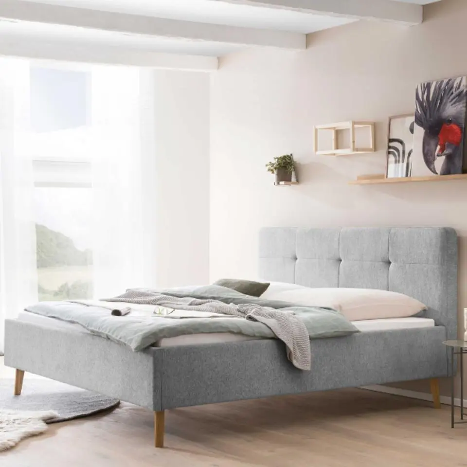 Gestoffeerd tweepersoonsbed Nils 180x200cm - grijs