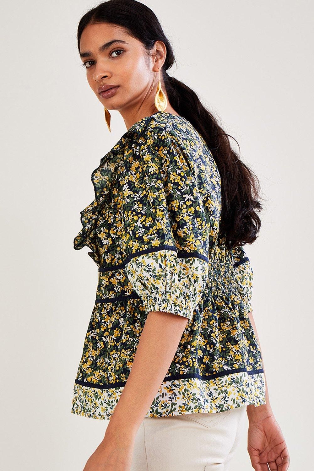 Monsoon V Neck Ditsy Print Top
