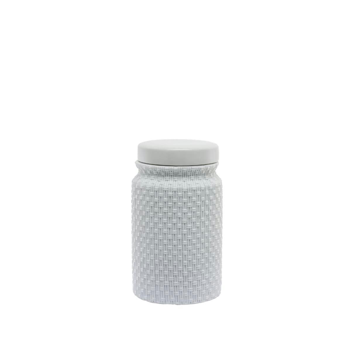 - Jarre à motifs texturé en porcelaine blanc H21,5