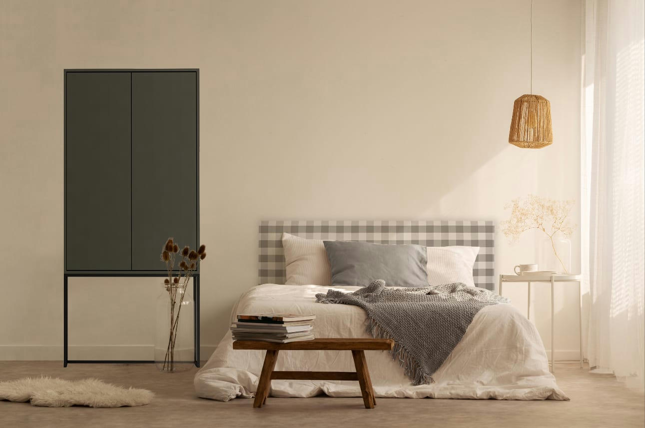 LENNON - Armoire buffet 2 portes en MDF Gris chaud