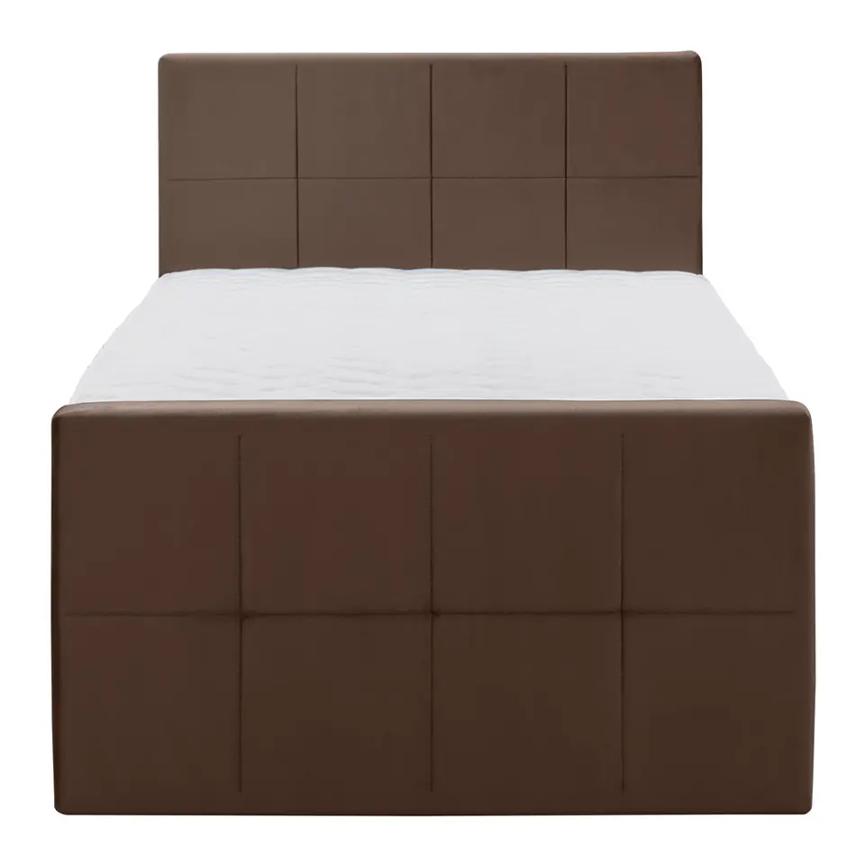 Boxspring met voetbord Liv geblokt - bruin - 120x200 cm - slanke poot