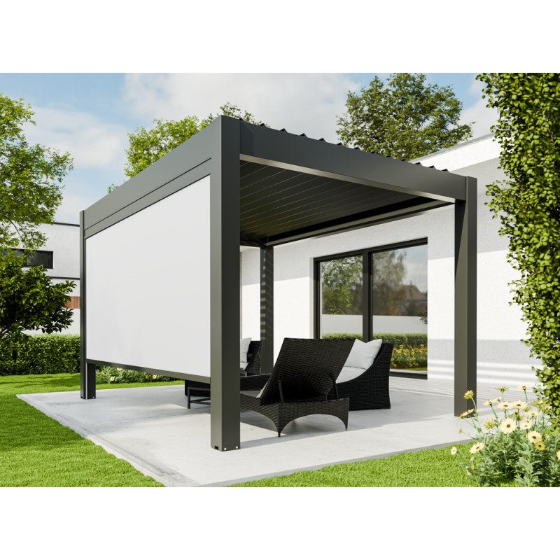 Store beige pour pergola bioclimatique Capri anthracite 4 x 2,25 m