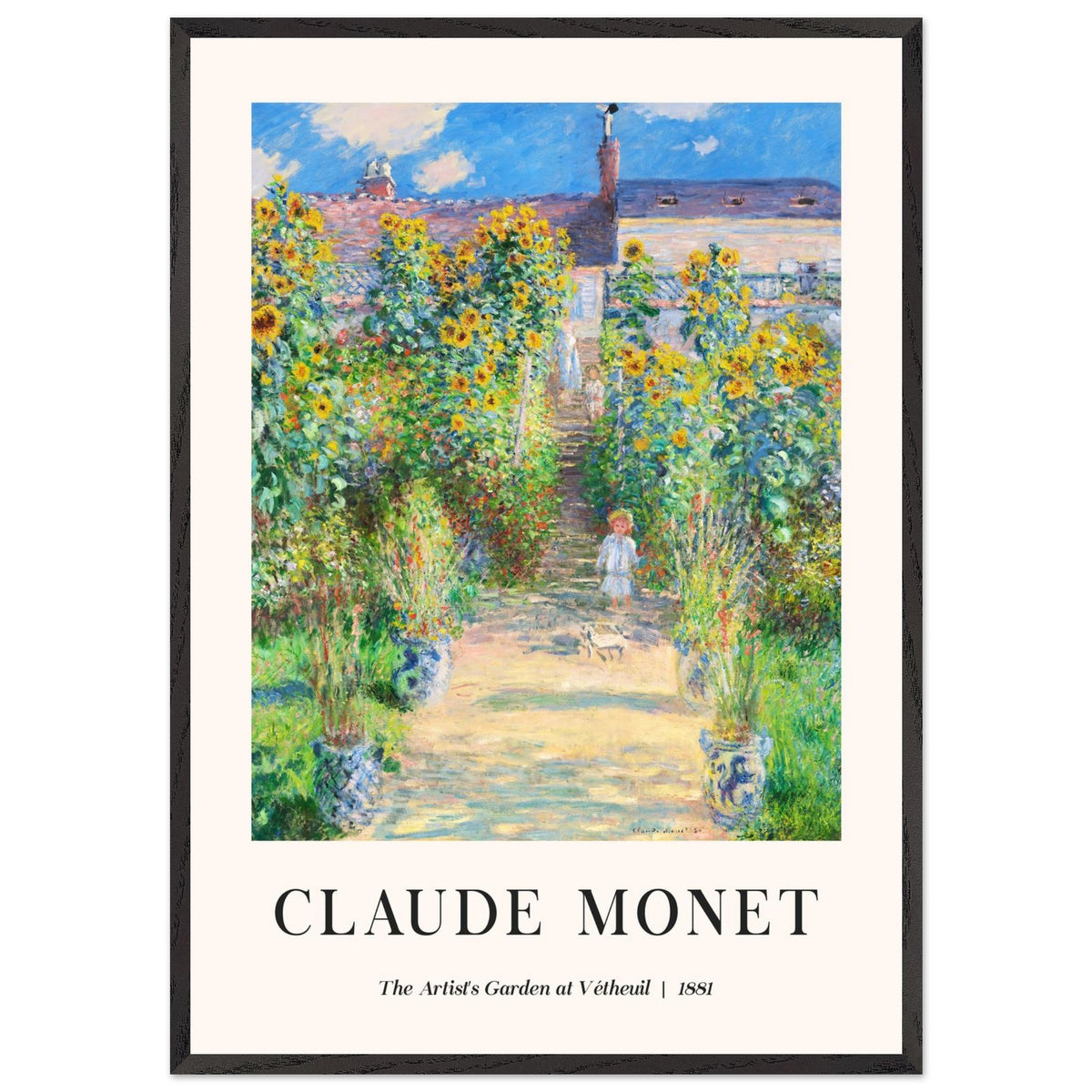 Artfulprints Poster met Lijst Claude Monet - The artist's garden at Vétheuil  - 70x100 cm - Groen