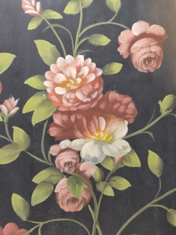 Vintage Hand Painted Wood Decorative Folding 3 Panel Fire Place Screen