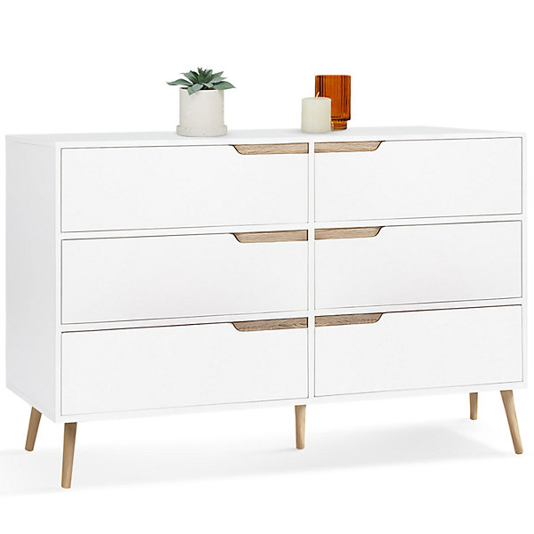 Commode 6 tiroirs HELSINKI 115 cm scandinave blanc