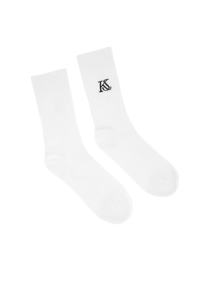 White ribbed socks with KAZAR STUDIO logo