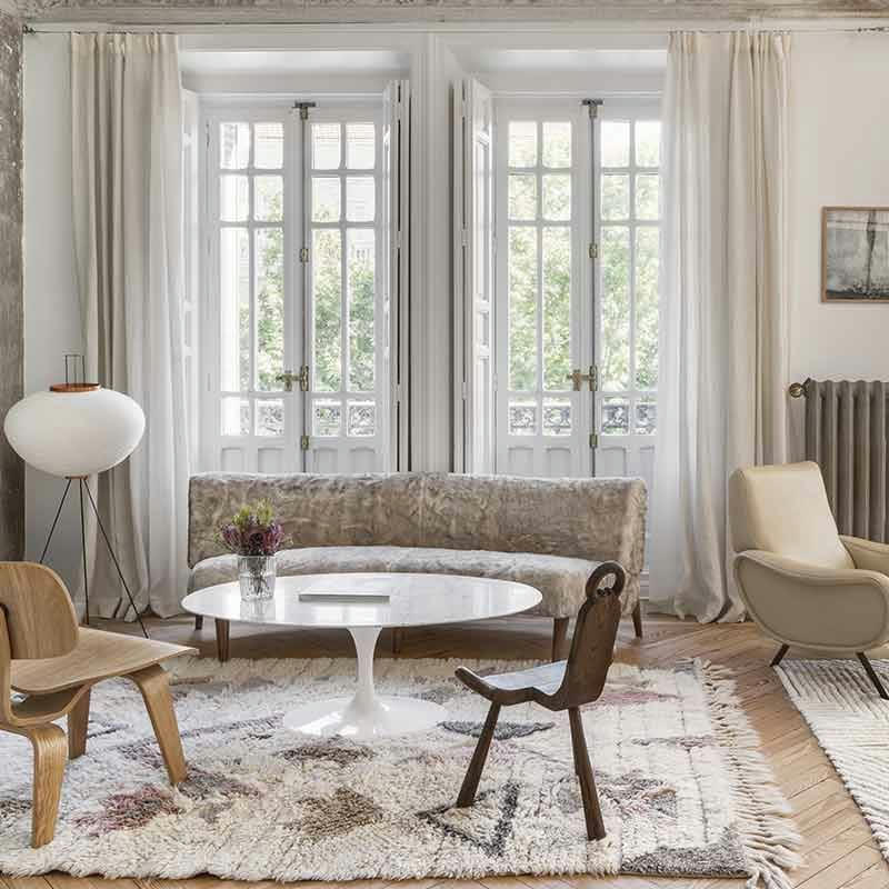 HOPI - Tapis lavable en laine marron 140x200