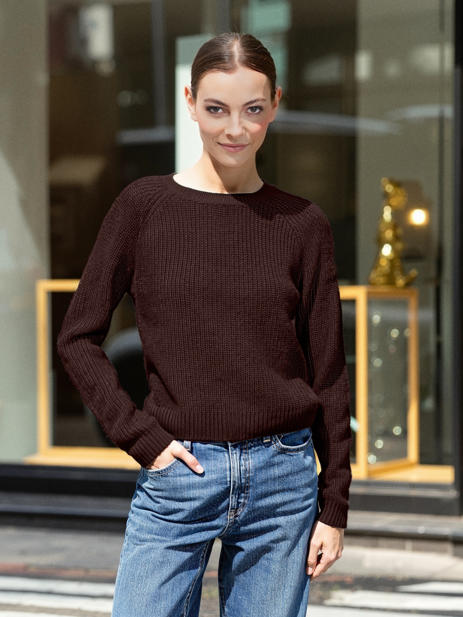 Basic sweter z długimi rękawami